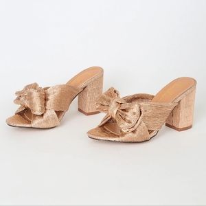 Lulus Dorothea Rose Gold Knotted High Heel Sandals Size 8.5